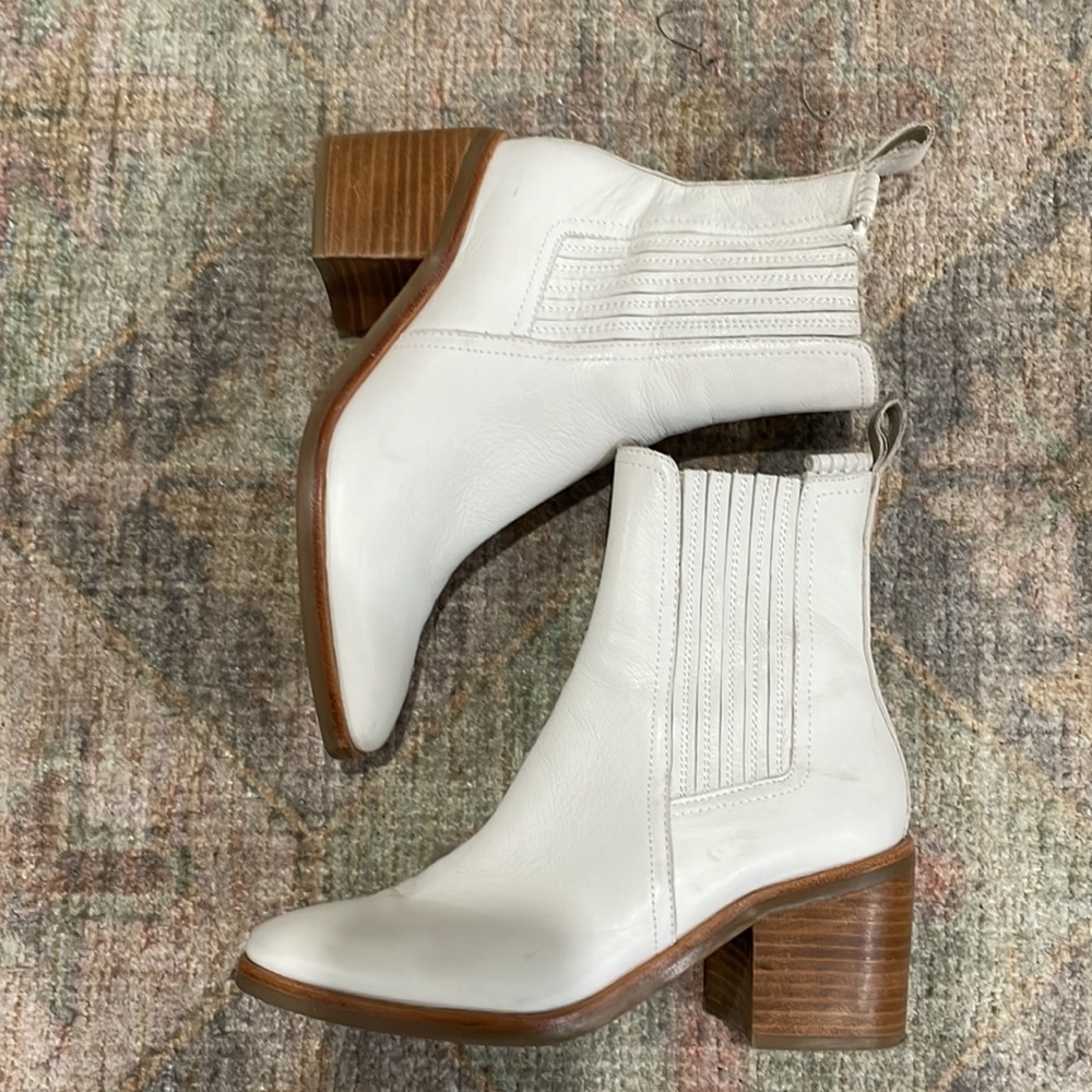White Leather Ankle Boots